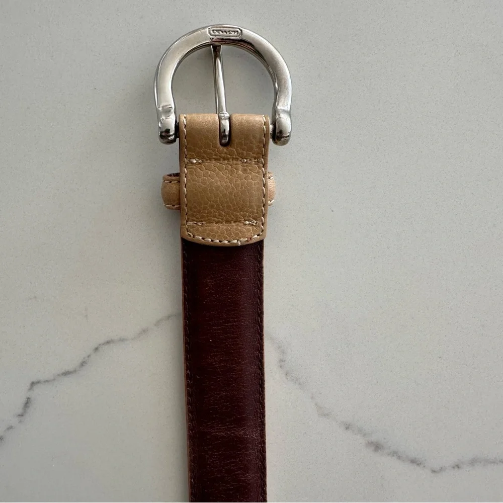 Vintage Coach Calfskin Belt Style 8567 in Tan with Silver Tone Buckle Size Large